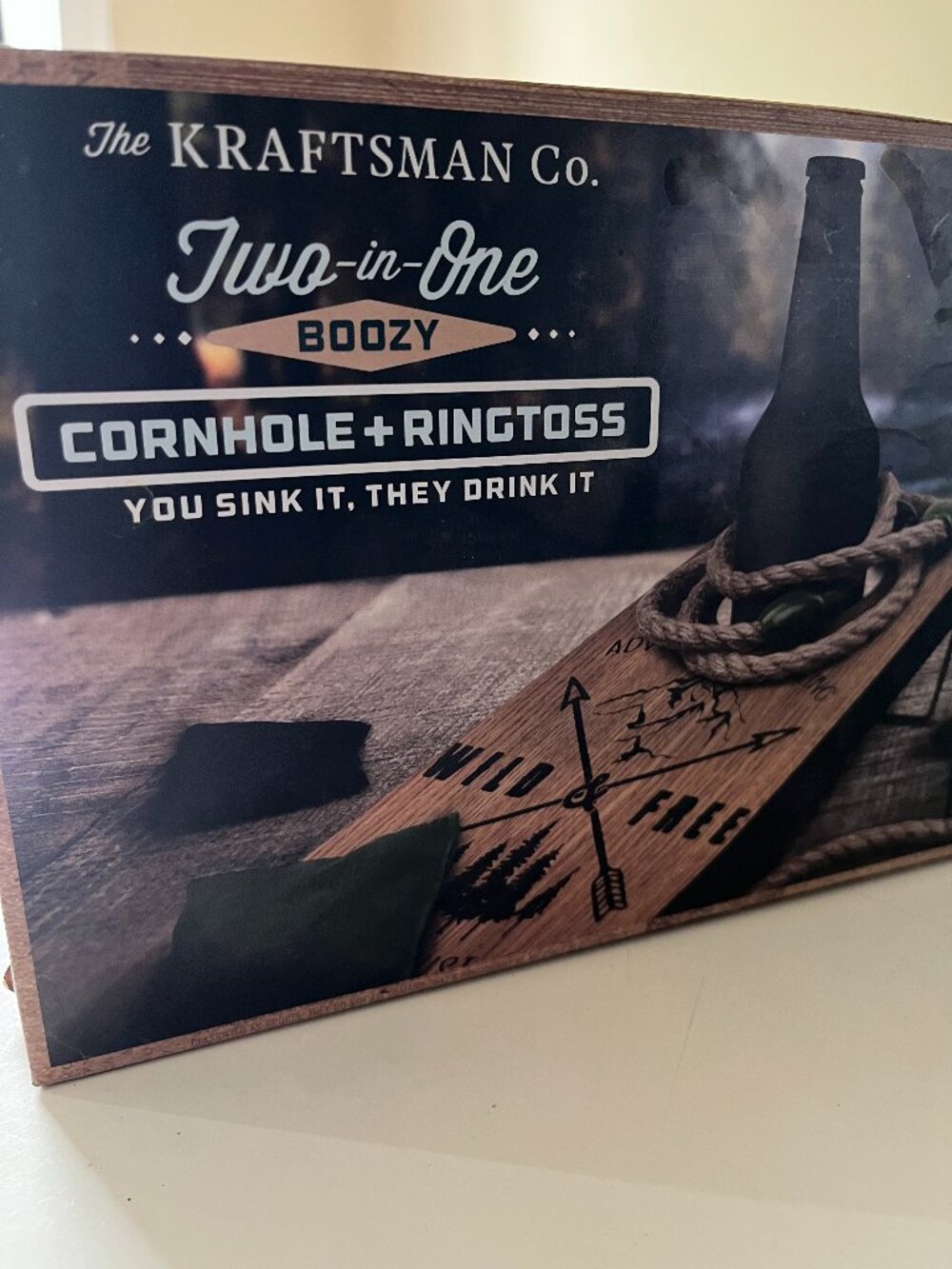 The Kraftsman Co. Two in One Boozy Cornhole + Ringtoss Small Tabletop Game